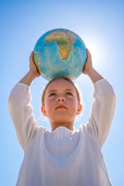 child, globe, planet, awareness, ecology, sun, sky, dream, unity, portrait, holding, future, conservation, hope, hand, girl child, nature, peace, important, clean